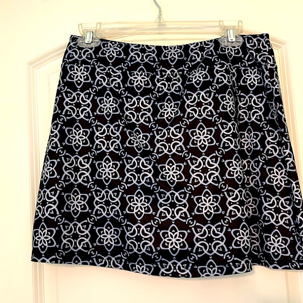 Large blue and gray print skort